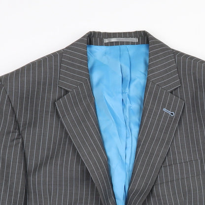 Next Mens Grey Striped Wool Jacket Suit Jacket Size 42 Regular