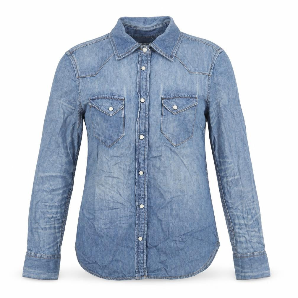 Gap Womens Blue Cotton Basic Button-Up Size XS Collared - Distressed