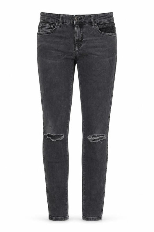 Front view of Denim women’s grey cotton skinny jeans, size UK 8, 28-inch leg regular zip