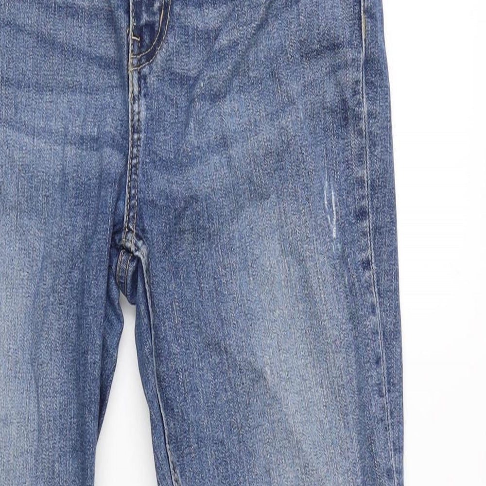 Marks and Spencer Womens Blue Cotton Blend Skinny Jeans Size 10 L26.5 in Regular Zip - Zipped ankle.