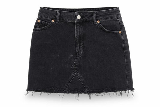 Topshop Womens Grey Cotton A-Line Skirt Size 8 Tie