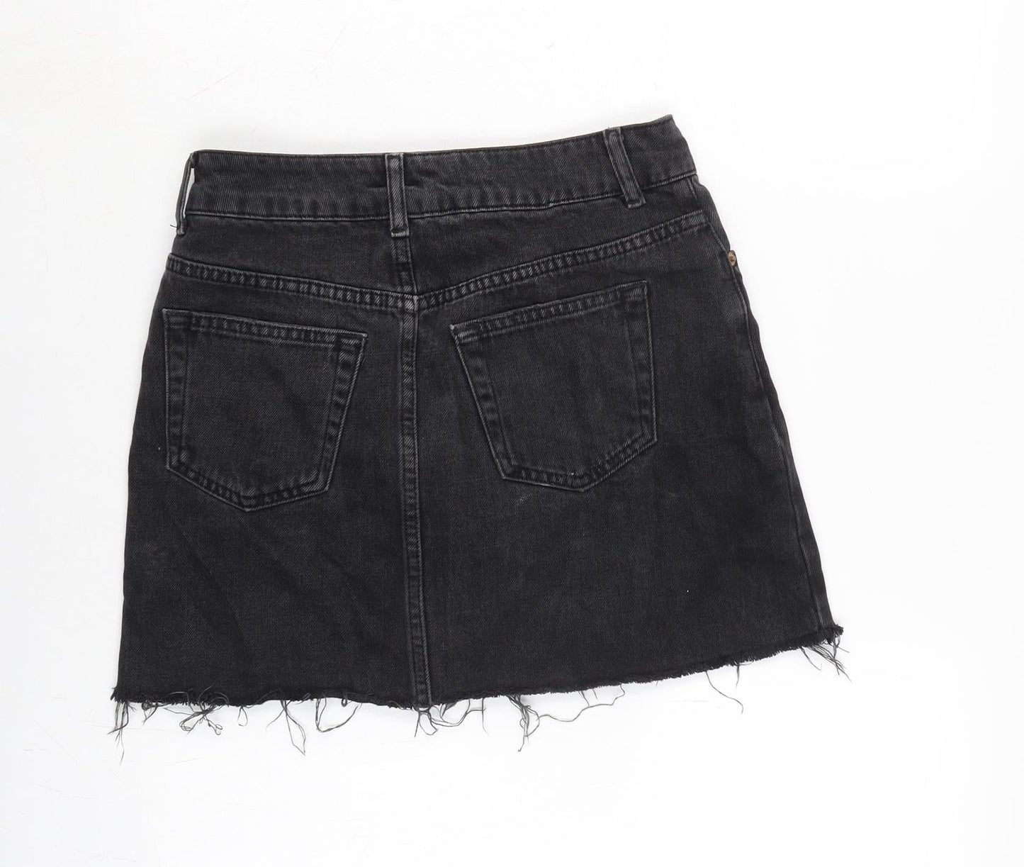 Topshop Womens Grey Cotton A-Line Skirt Size 8 Tie