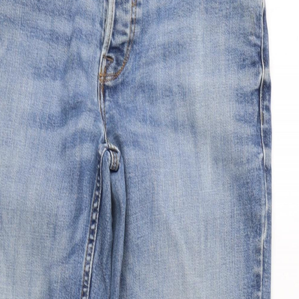 Premium Denim Mens Blue Cotton Blend Straight Jeans Size 32 in L30 in Regular Button