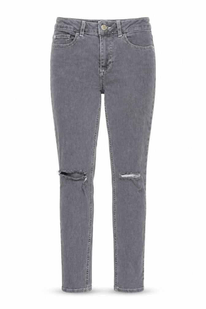 Miss Selfridge Womens Grey Cotton Blend Tapered Jeans Size 6 L28 in Regular Zip