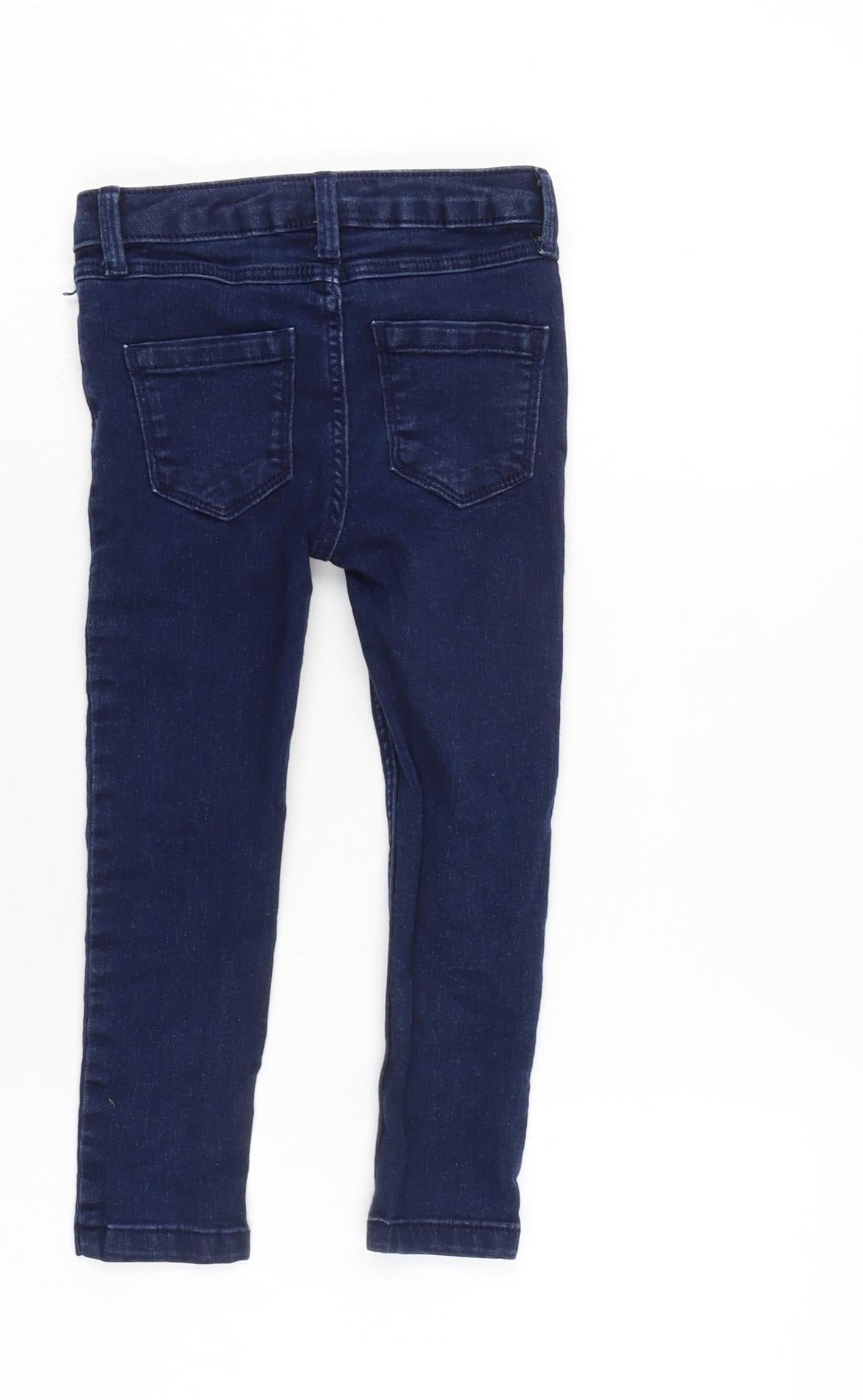 NEXT Girls Blue Cotton Straight Jeans Size 5 Years Regular Zip - Inside Leg 15in