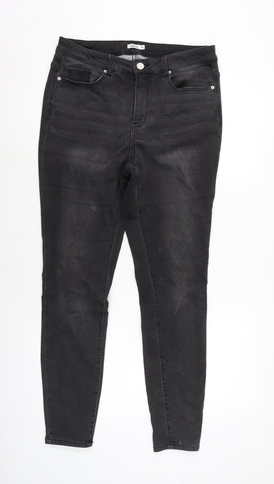 Gemo Womens Grey Cotton Blend Tapered Jeans Size 32 in L28.5 in Regular Zip