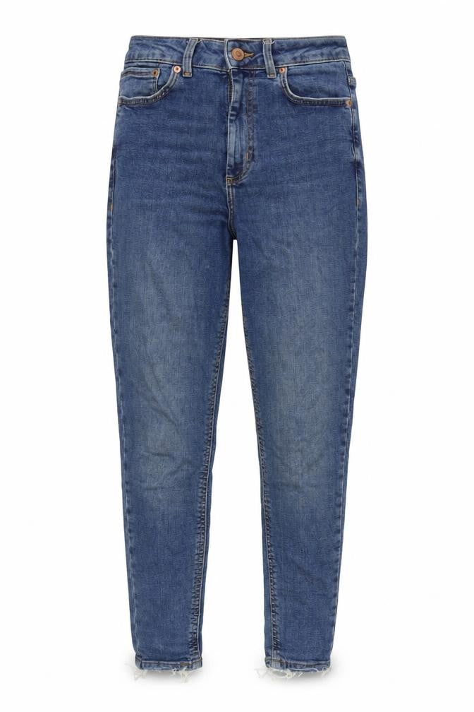 New Look Womens Blue Cotton Blend Tapered Jeans Size 10 L25 in Regular Zip - Raw Hem