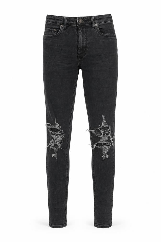 New Look Mens Grey Cotton Blend Tapered Jeans Size 32 in L32 in Regular Zip