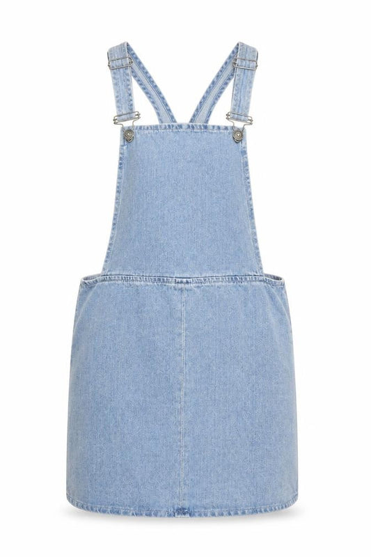 Topshop Womens Blue Cotton Pinafore/Dungaree Dress Size 10 Square Neck Zip - Adjustable Straps