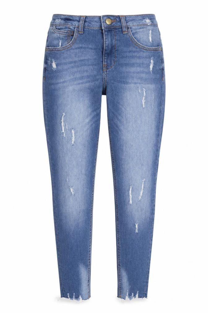Denim & Co. Womens Blue Cotton Blend Tapered Jeans Size 10 L28.5 in Regular Zip