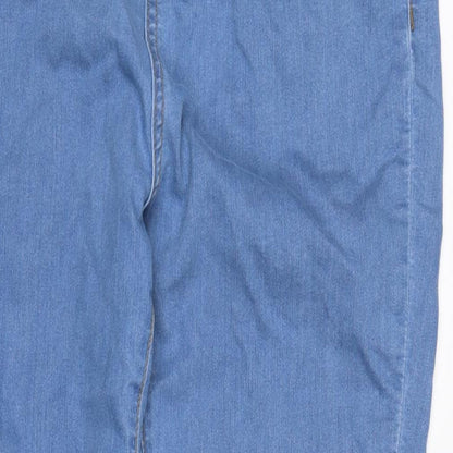 PRETTYLITTLETHING Womens Blue Cotton Trousers Size 12 L28.5 in Regular Zip