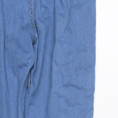PRETTYLITTLETHING Womens Blue Cotton Trousers Size 12 L28.5 in Regular Zip