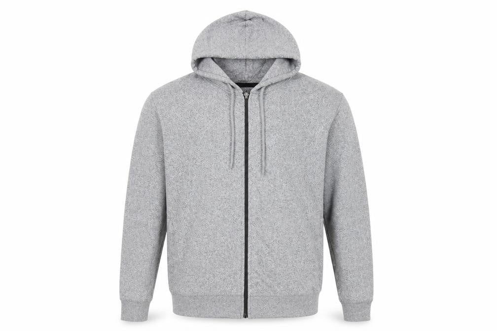 Max Mens Grey Cotton Full Zip Hoodie Size M
