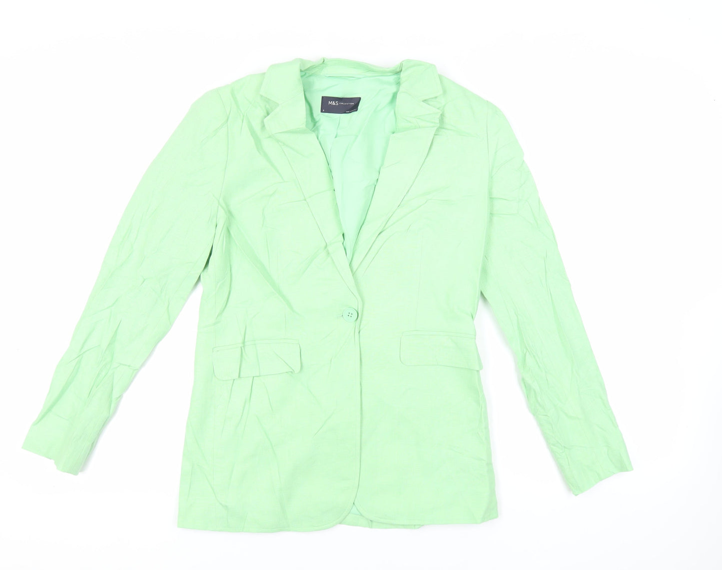 Marks and Spencer Womens Green Jacket Blazer Size 8 Button