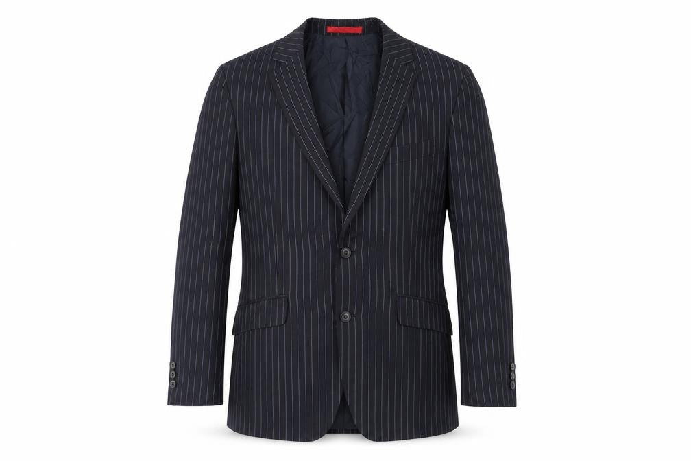 Burton Mens Black Striped Polyester Jacket Suit Jacket Size 38 Regular