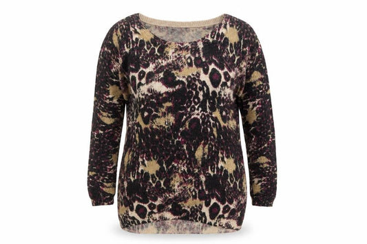 Warehouse Womens Purple Boat Neck Animal Print Nylon Pullover Jumper Size 8