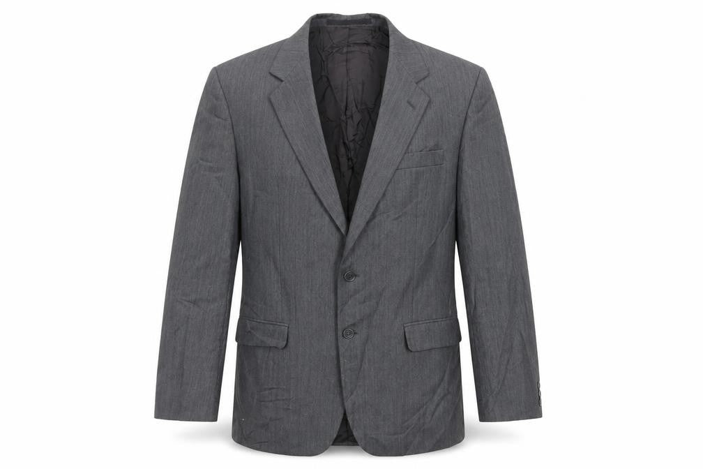 St Michael Mens Grey Herringbone Polyester Jacket Suit Jacket Size 40 Regular - Vintage