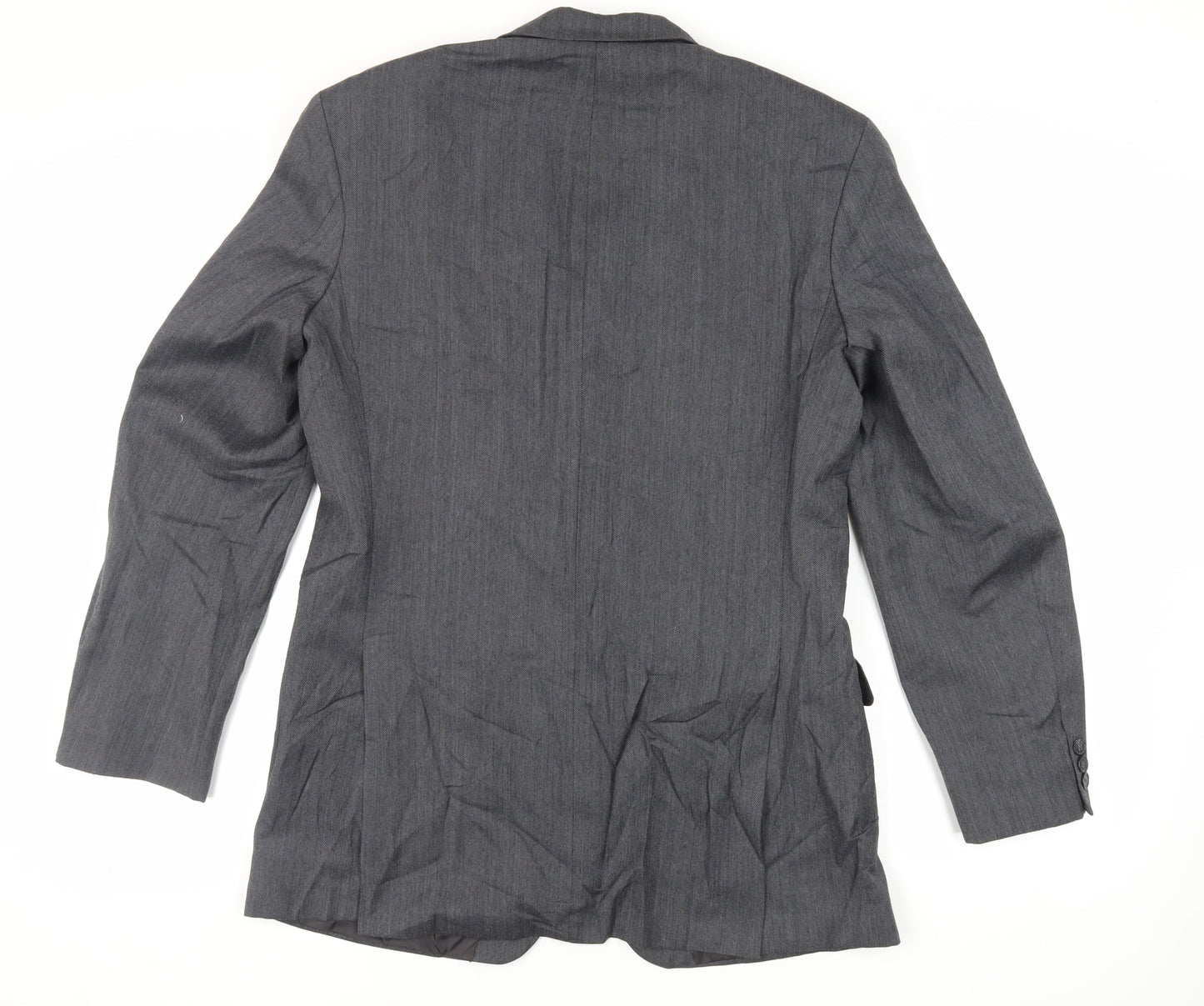 St Michael Mens Grey Herringbone Polyester Jacket Suit Jacket Size 40 Regular - Vintage