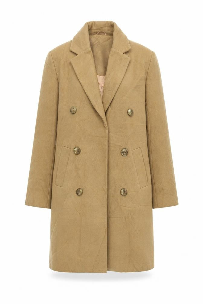 Boohoo Womens Beige Overcoat Coat Size 8 Button