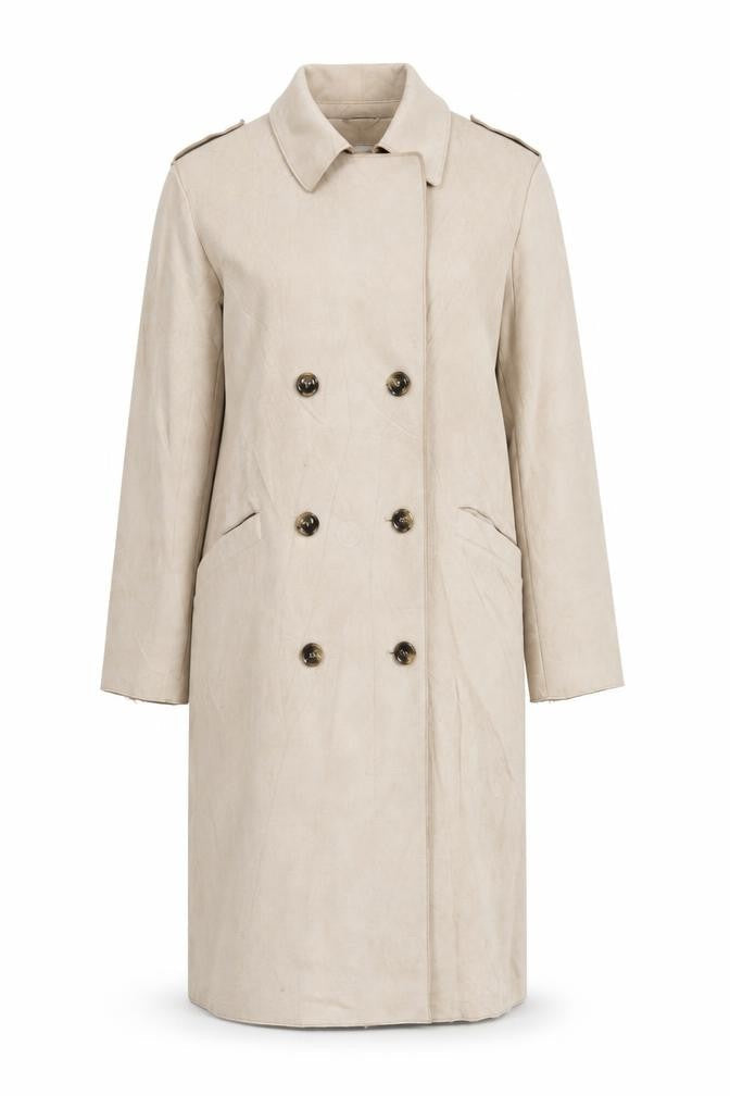 New Look Womens Beige Overcoat Coat Size 16 Button - Suede Effect