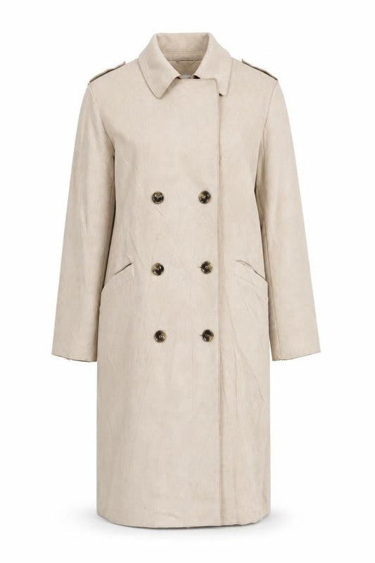 New Look Womens Beige Overcoat Coat Size 16 Button - Suede Effect