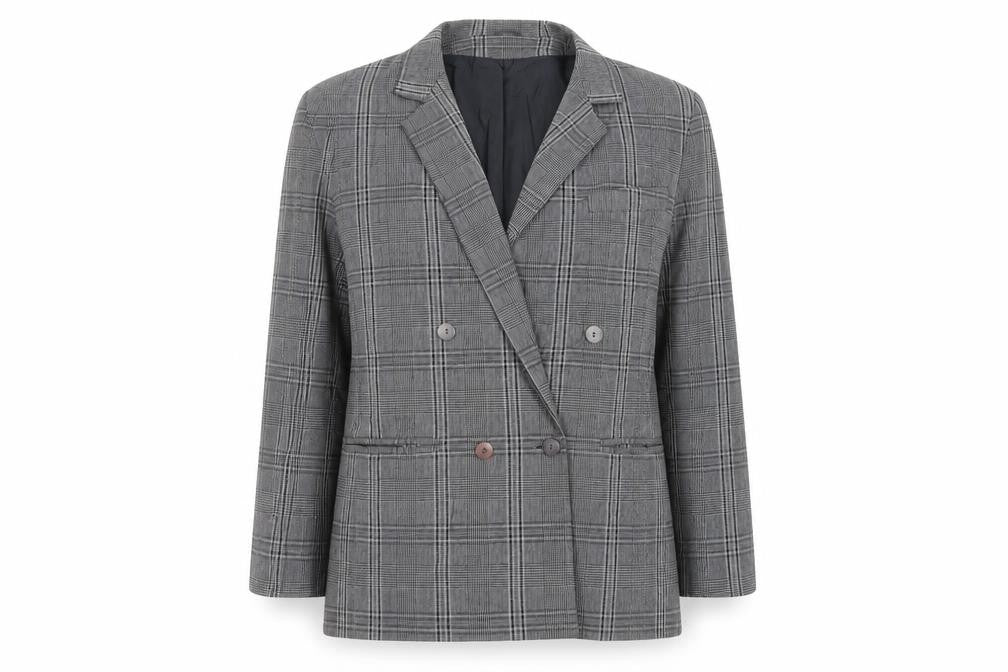 Expressions Womens Grey Plaid Jacket Blazer Size 12 Button - Vintage