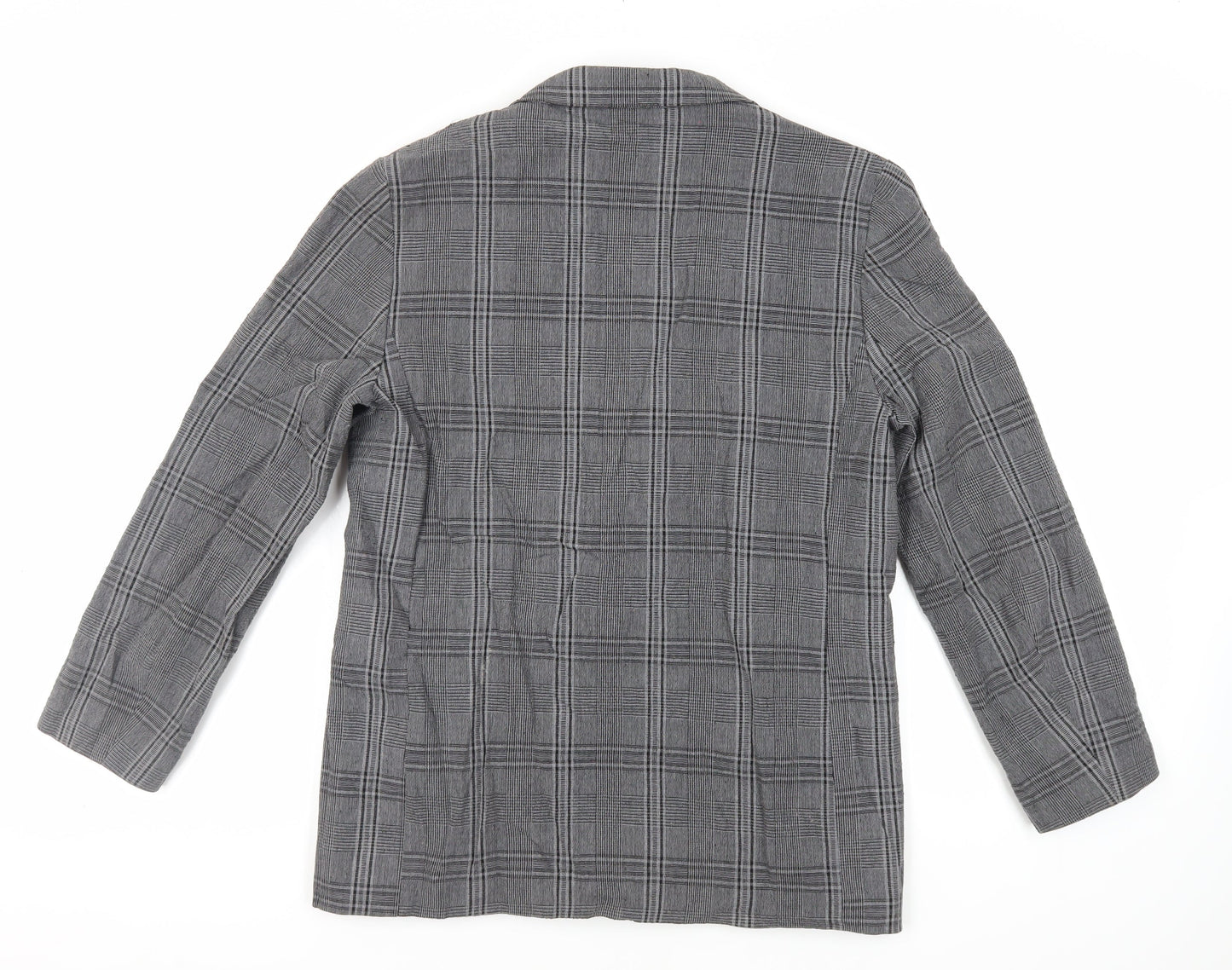 Expressions Womens Grey Plaid Jacket Blazer Size 12 Button - Vintage