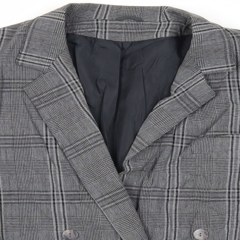 Expressions Womens Grey Plaid Jacket Blazer Size 12 Button - Vintage