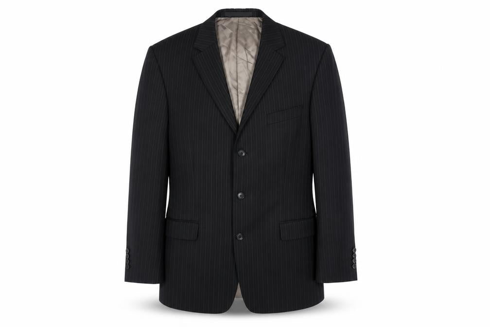 Marks & Spencer Mens Black Striped Wool Jacket Suit Jacket Size 42 Regular