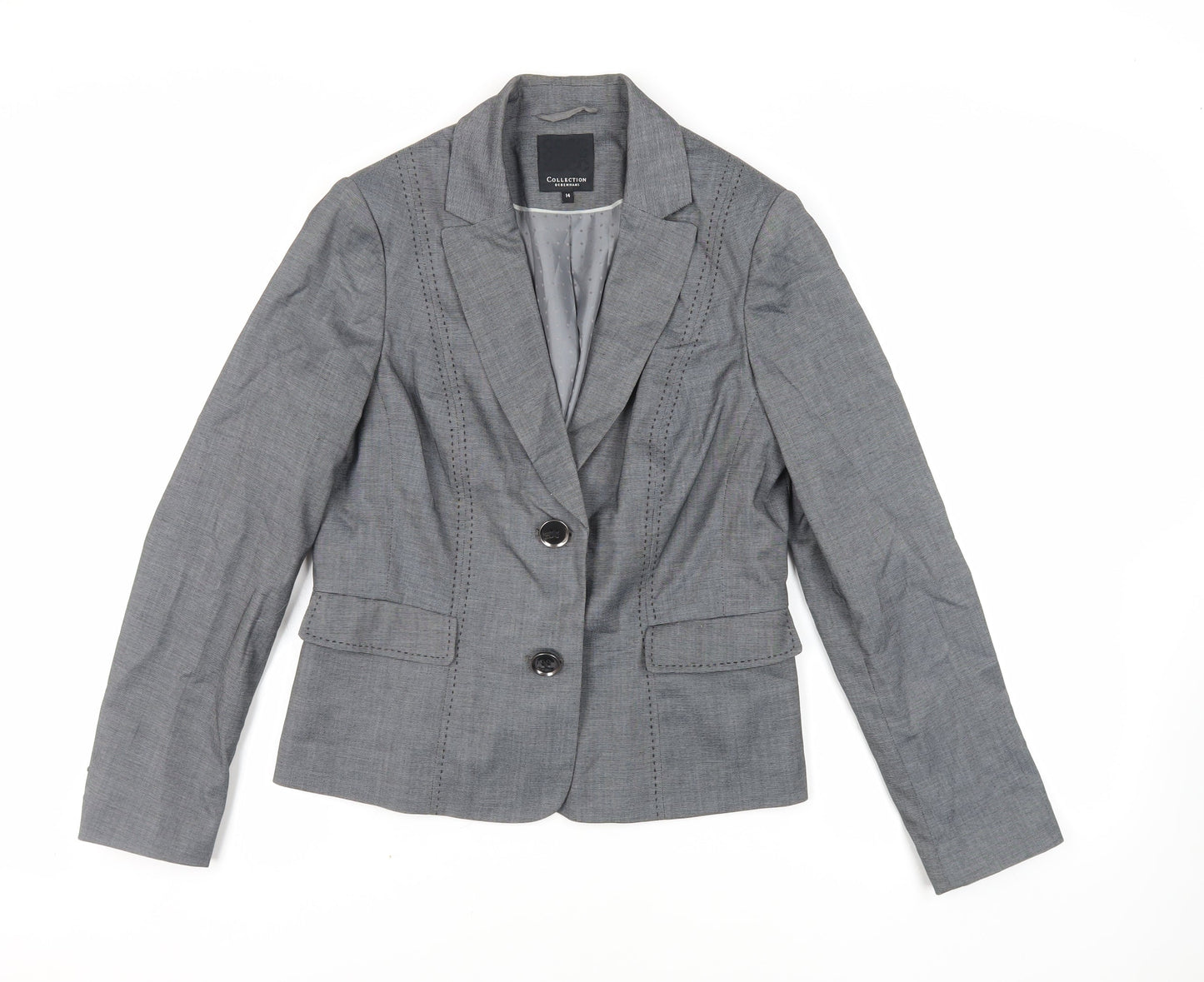 Debenhams Womens Grey Jacket Blazer Size 14 Button