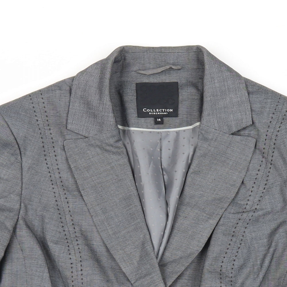 Debenhams Womens Grey Jacket Blazer Size 14 Button