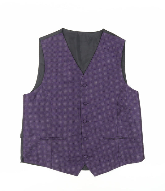 Marks and Spencer Mens Purple Polka Dot Polyester Jacket Suit Waistcoat Size 42 Regular