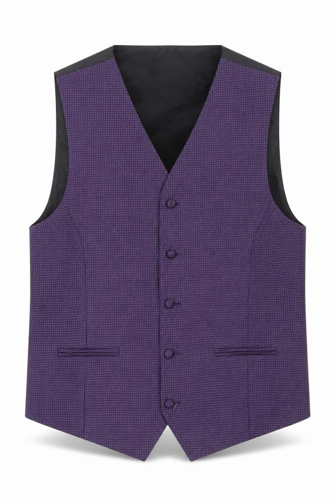 Marks & Spencer Mens Purple Polka Dot Polyester Jacket Suit Waistcoat Size 42 Regular