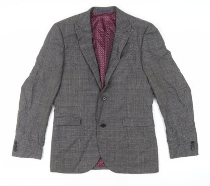 Next Mens Green Plaid Wool Jacket Suit Jacket Size 38 Regular