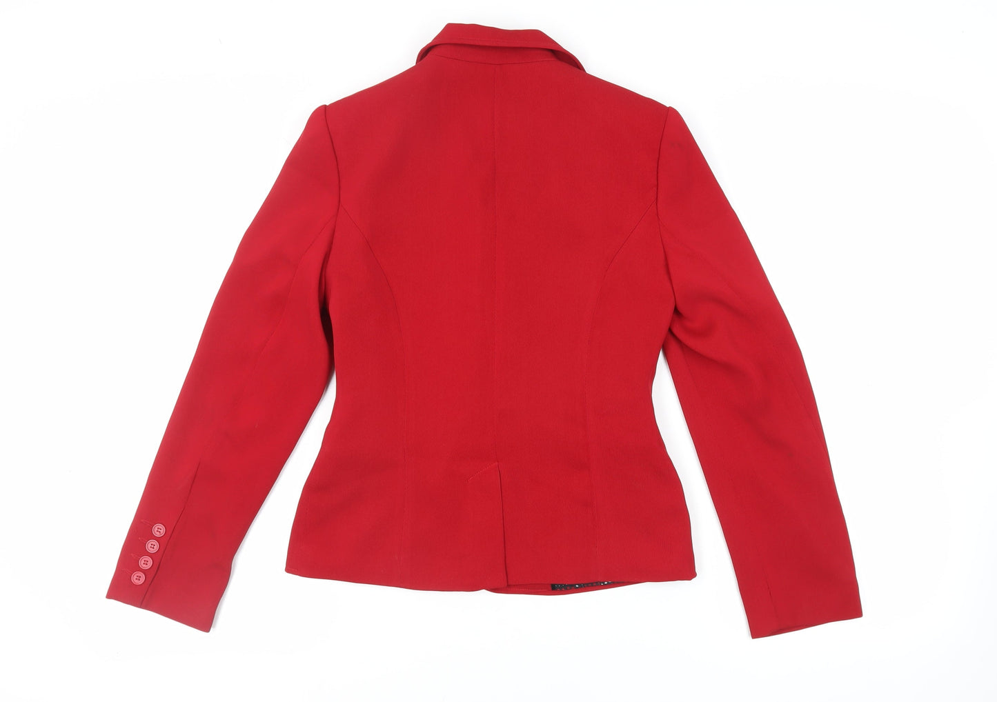 La Vie Womens Red Jacket Blazer Size 8 Button