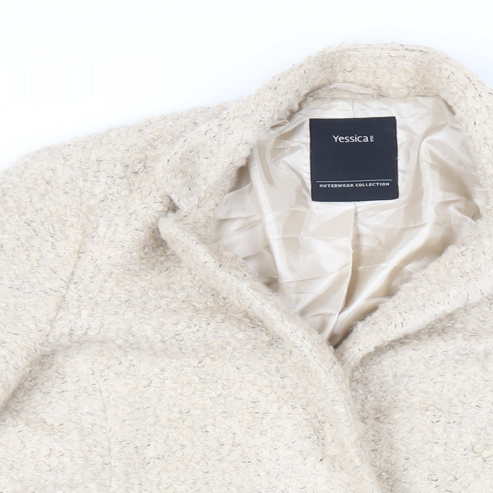 Yessica Womens Beige Overcoat Coat Size 10 Button