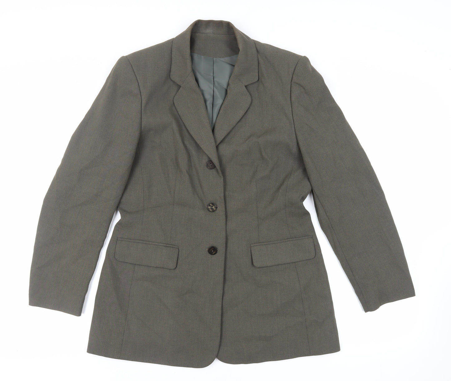 Richards Womens Green Jacket Blazer Size 14 Button