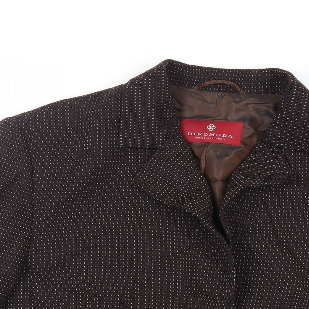 Dinomoda Womens Brown Geometric Jacket Blazer Size 16 Button