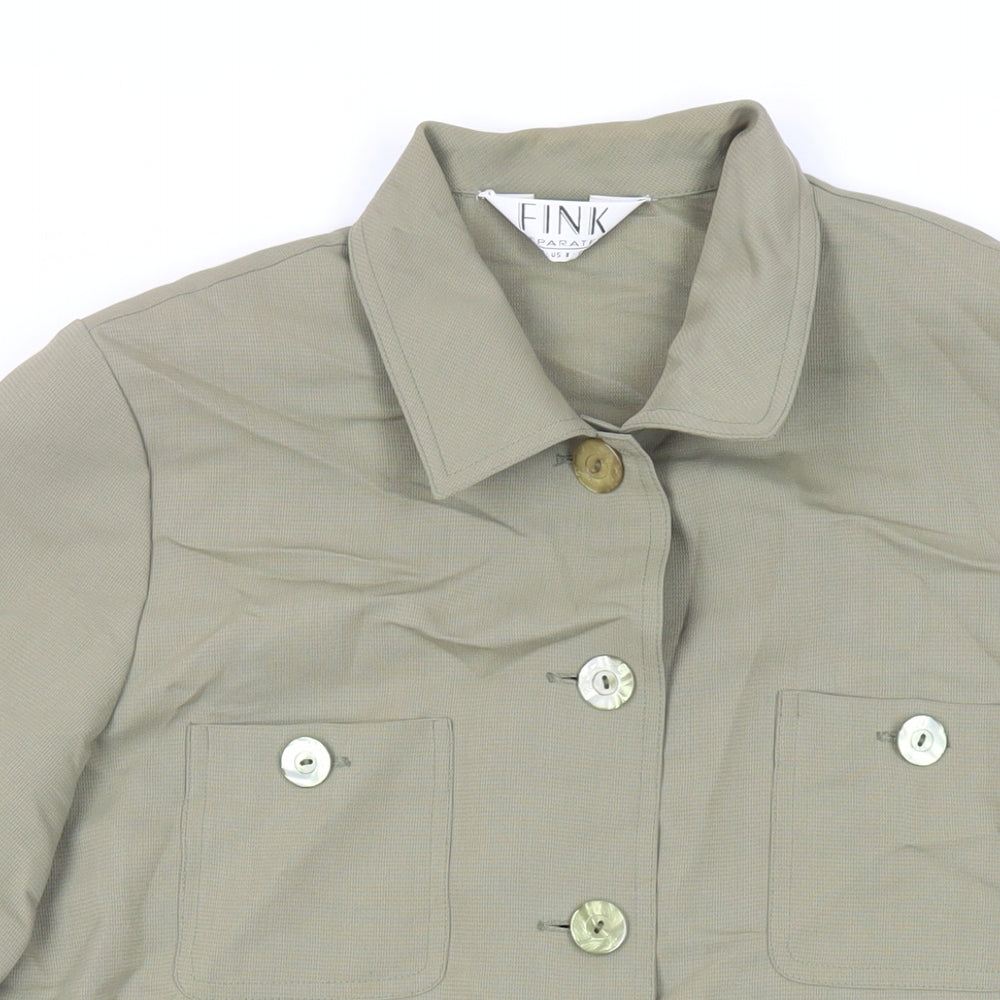 FINK Womens Green Jacket Blazer Size 12 Button - Vintage Unlined