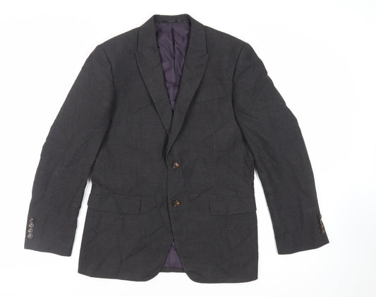 Fellini Mens Grey Polyester Jacket Suit Jacket Size 40 Regular