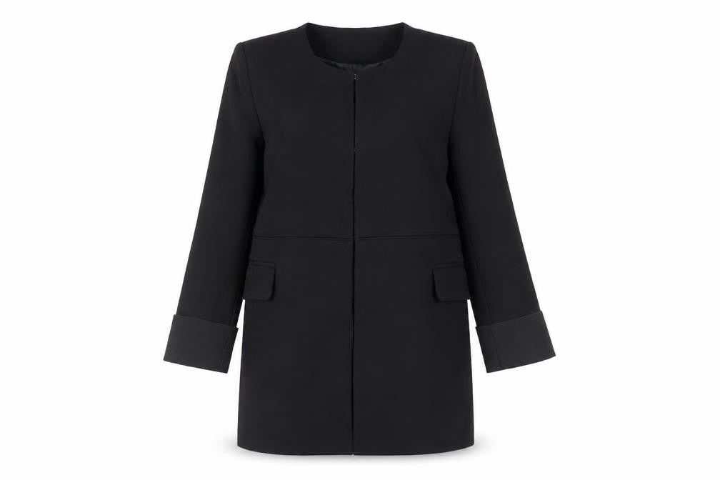 IVIVI Womens Black Overcoat Coat Size M Hook & Eye - Lightweight