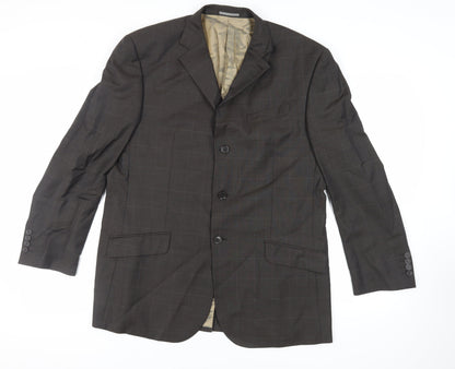 Next Mens Brown Check Wool Jacket Suit Jacket Size 44 Regular