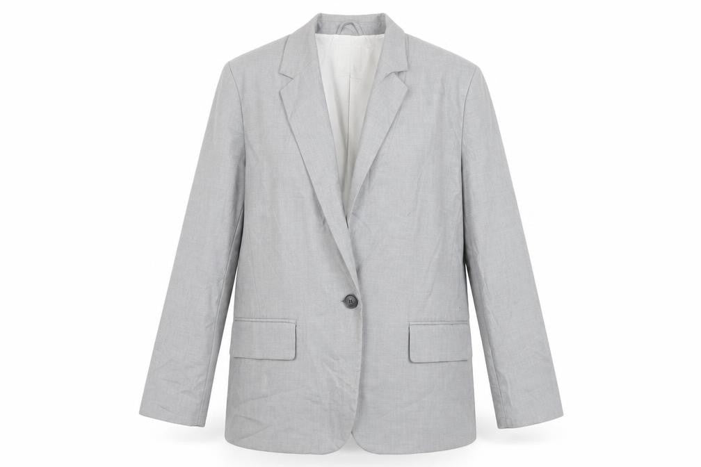 H&M Womens Grey Jacket Blazer Size L Button