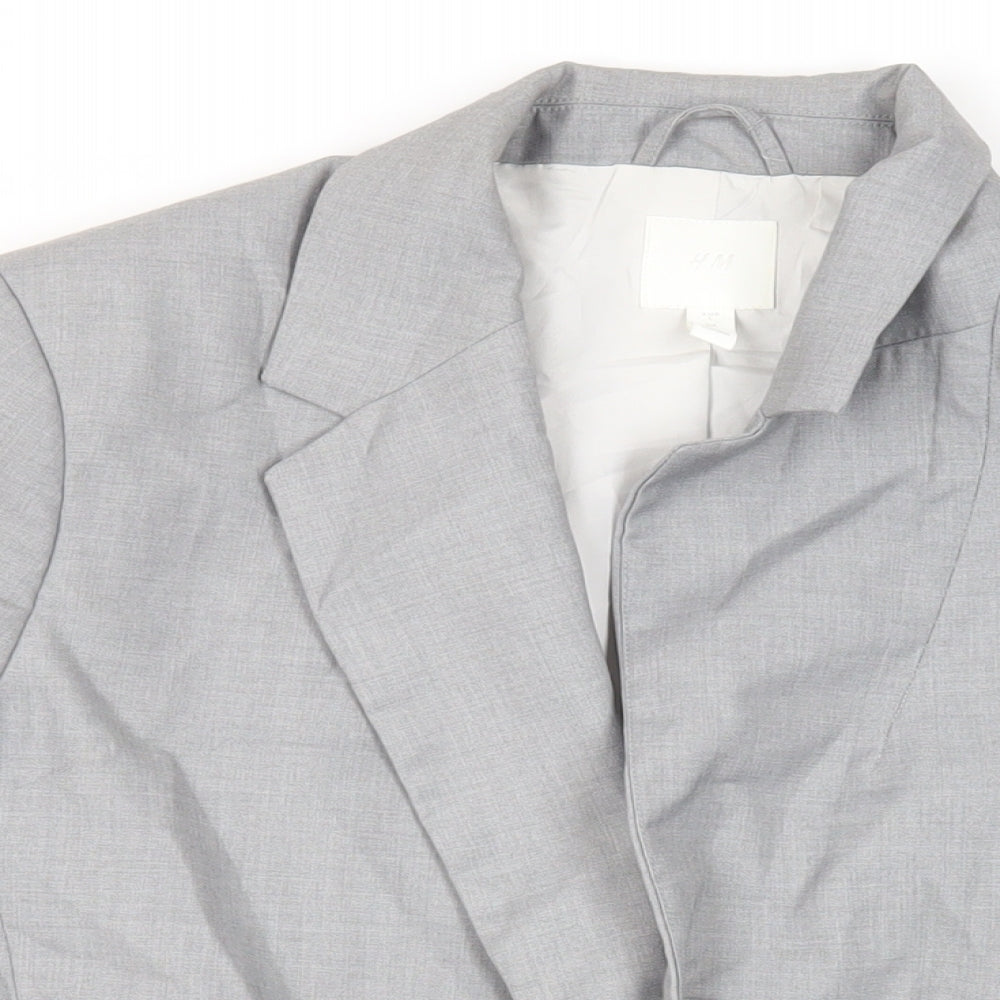 H&M Womens Grey Jacket Blazer Size L Button