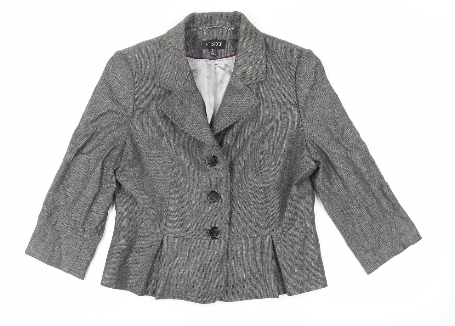 Episode Womens Grey Jacket Blazer Size 16 Button