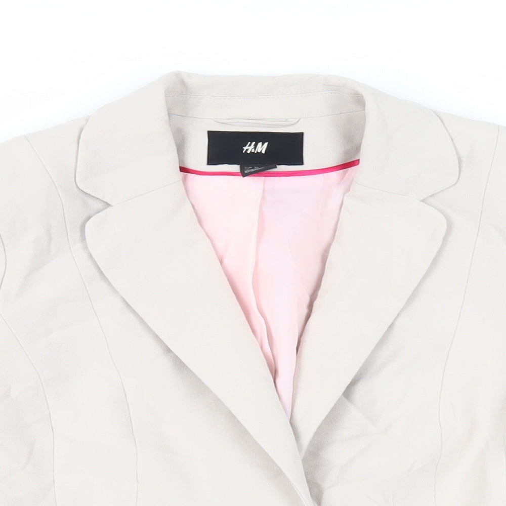 H&M Womens Beige Jacket Blazer Size 8 Button