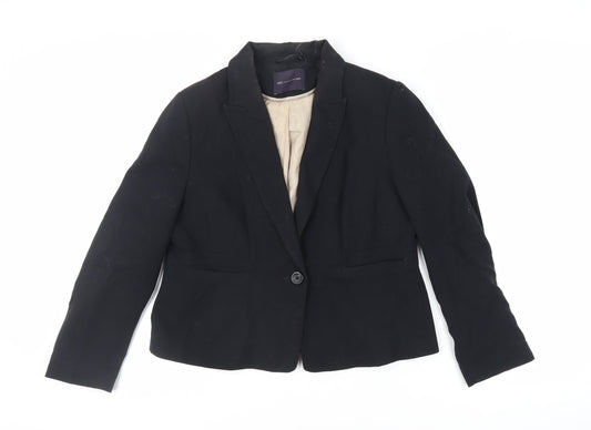 Marks and Spencer Womens Black Jacket Blazer Size 14 Button