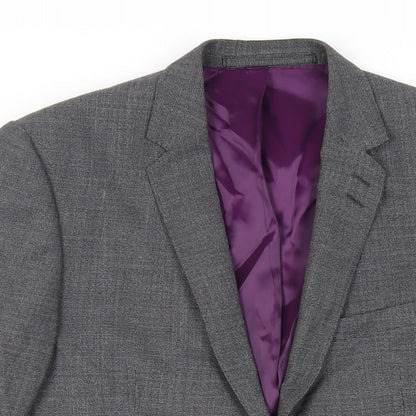 Close-up detail of Autograph men’s grey wool jacket suit jacket, size 38, regular