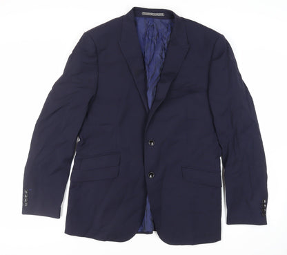 Additional front view of Autograph men’s blue wool jacket suit jacket, size 42, regular