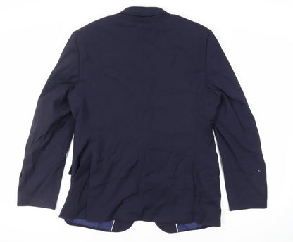Back view of Autograph men’s blue wool jacket suit jacket, size 42, regular